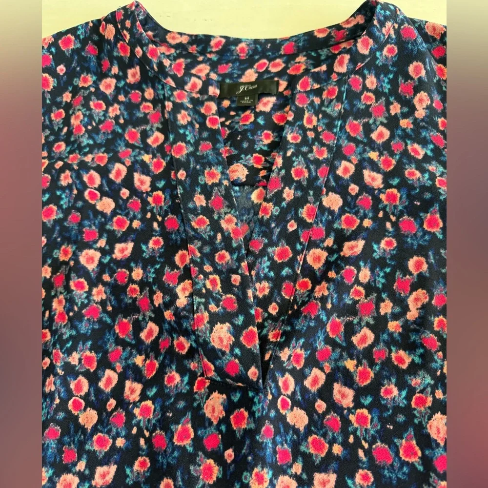 J. Crew Women's Floral Blouse - Pink and Blue